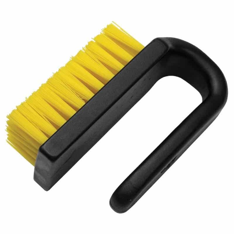 ESD BRUSH\, DISSIPATIVE\,CURVED HANDLE\, YELLOW  NYLON\, HARD BRISTLES\, 3 IN X 1-1/2 IN